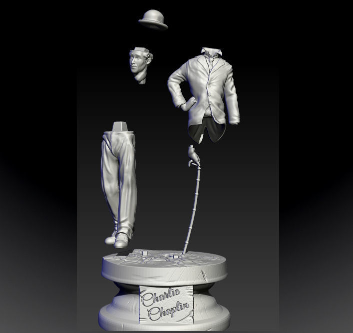 charlie chaplin 3D print model_5