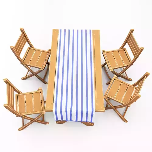 Table Chair Wood Set Cartoon