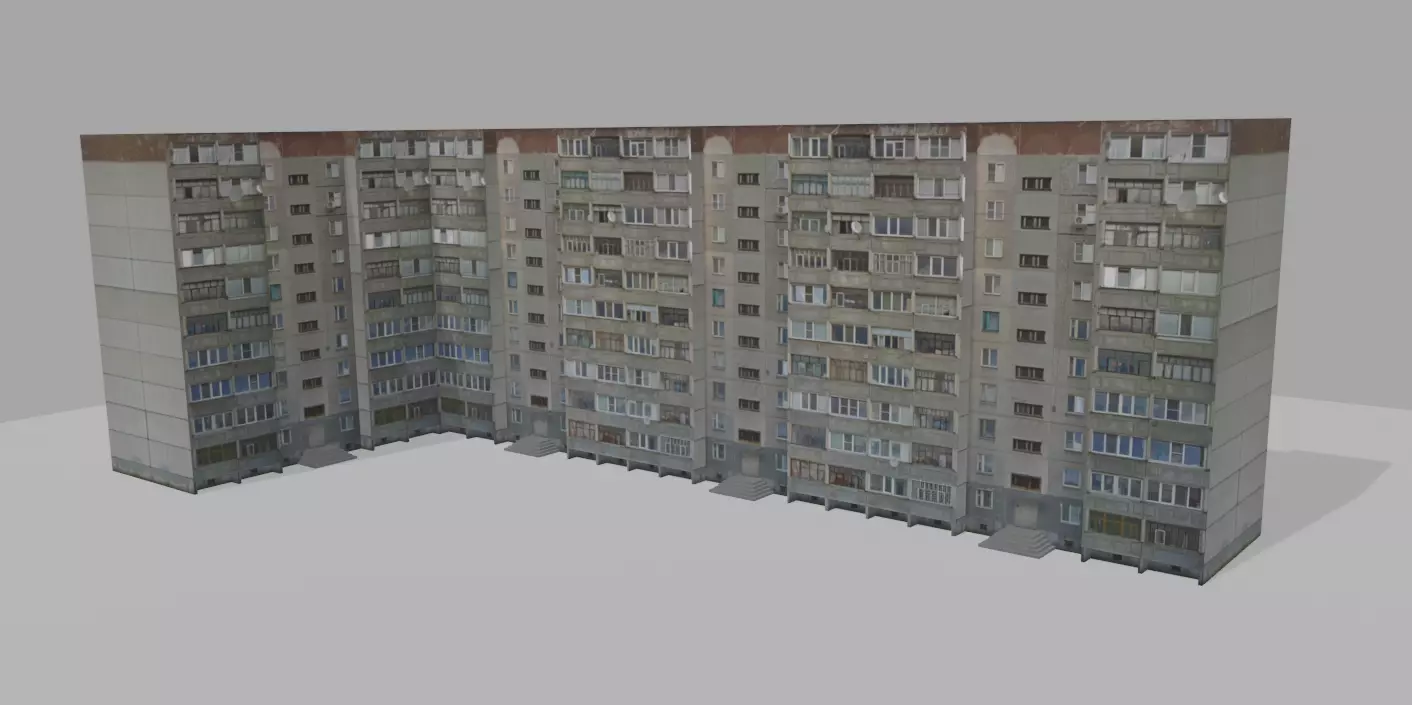 russian soviet panel building Low-poly 3D model