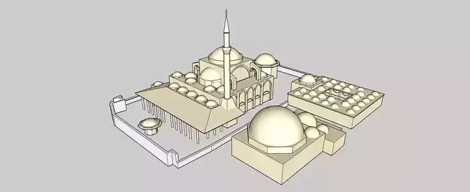 MOSQUE islamic with domes and minarets 3D print model