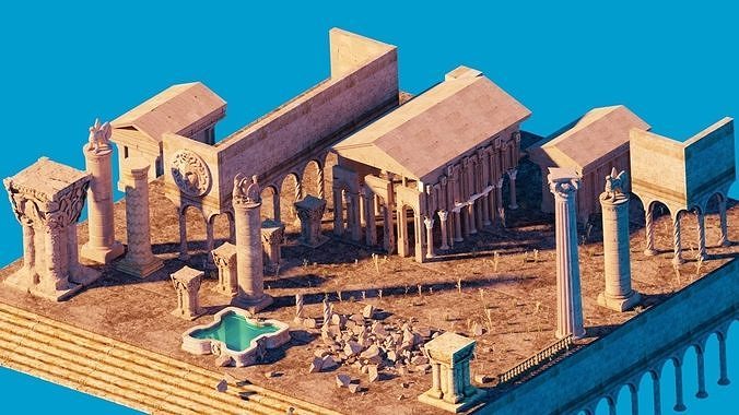 Ancient Fantasy City Ruins - KIT Low-poly 3D model