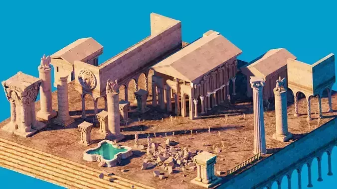Ancient Fantasy City Ruins - KIT Low-poly 3D model