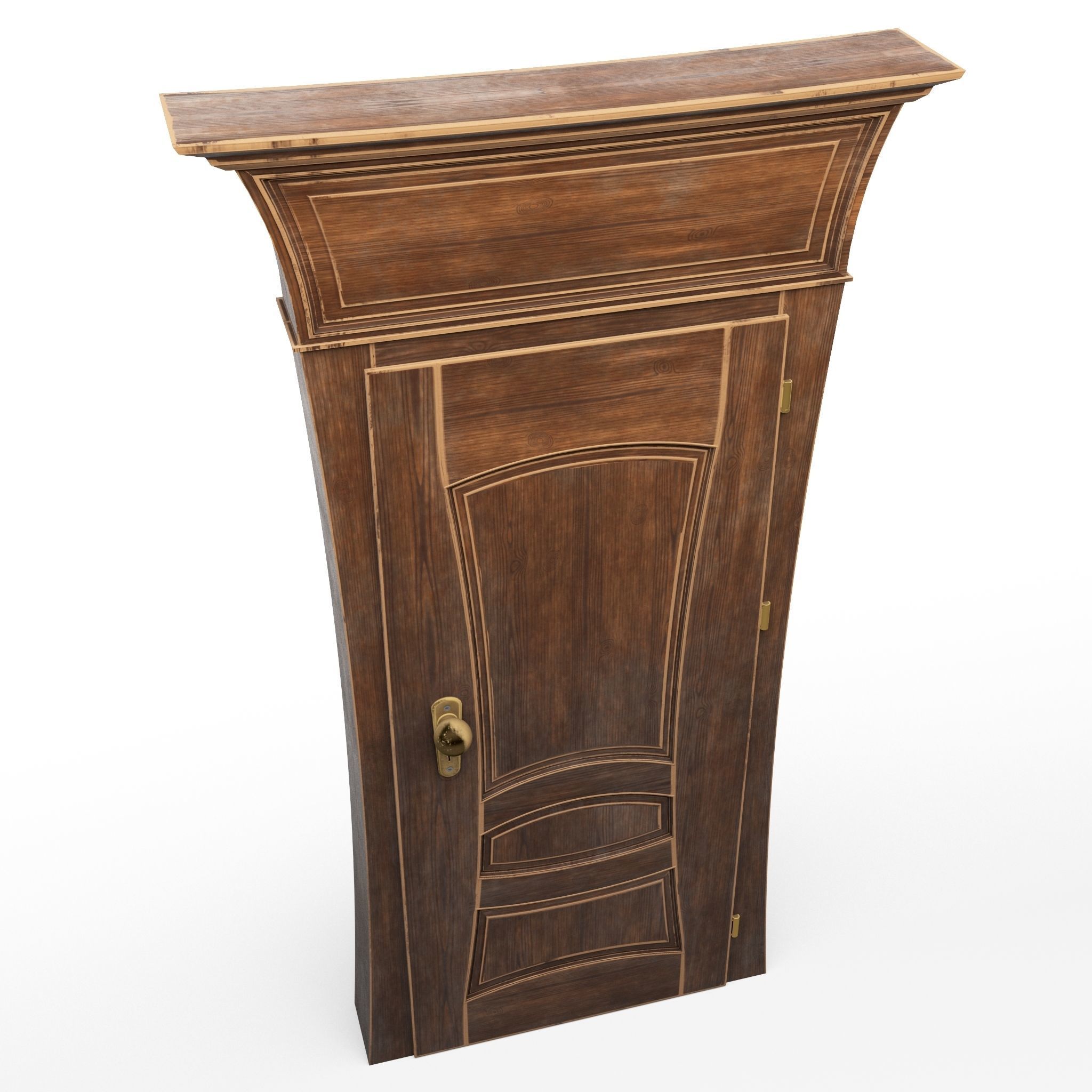 Door wooden cartoon 3D model_1