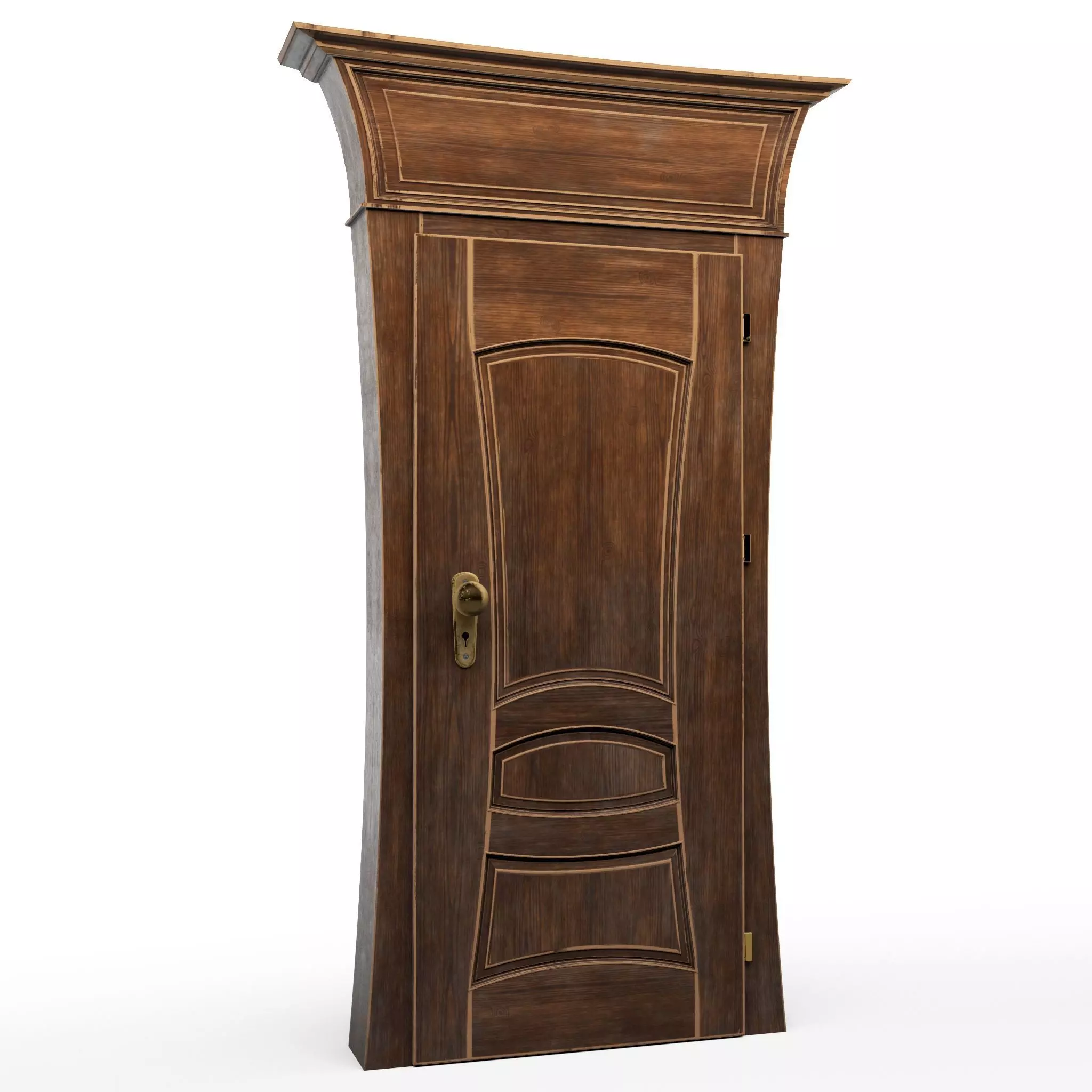 Door wooden cartoon 3D model_0