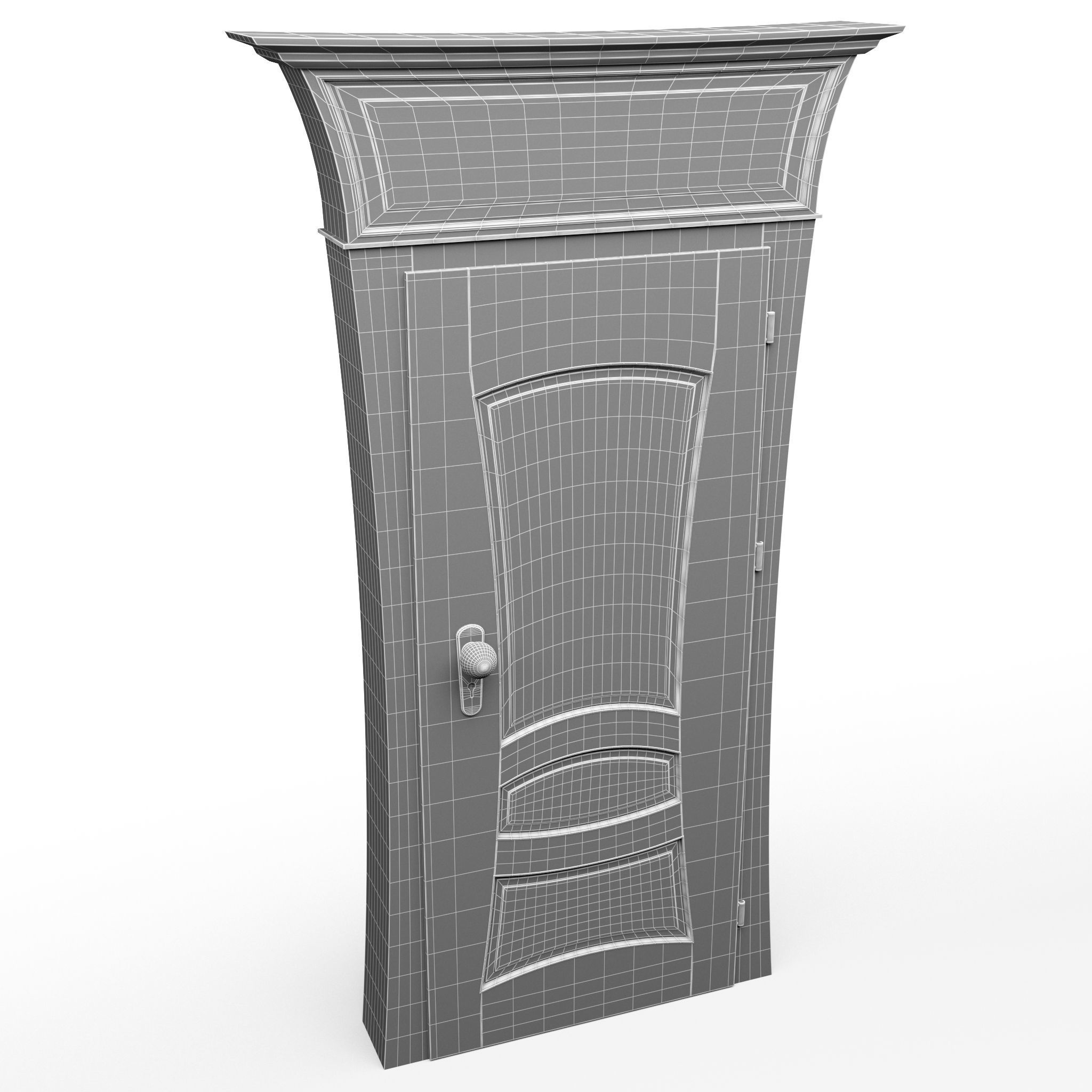 Door wooden cartoon 3D model_6