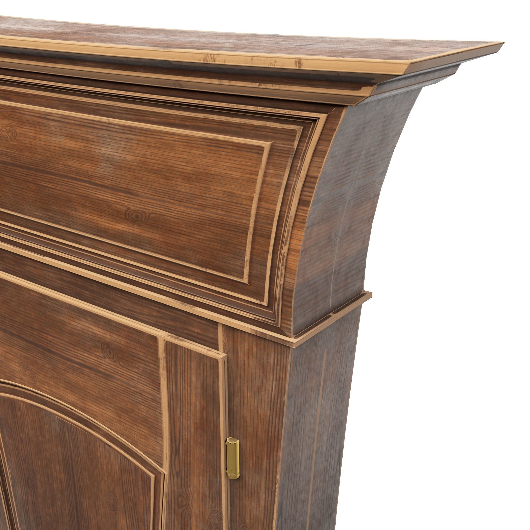 Door wooden cartoon 3D model_4