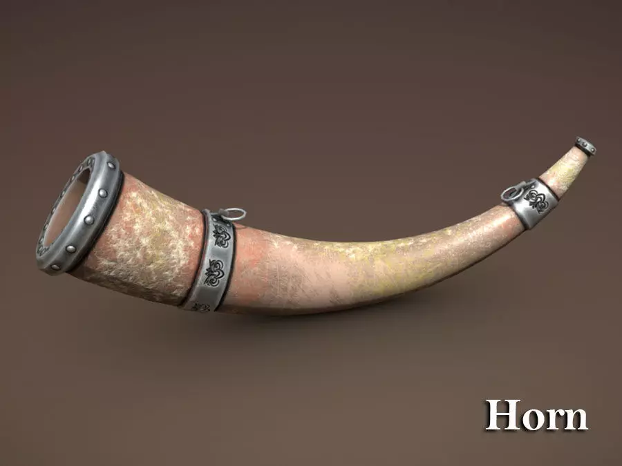 Horn 3D model old Low-poly 3D model_0