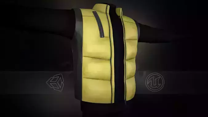 Black And Yellow Puffer Vest