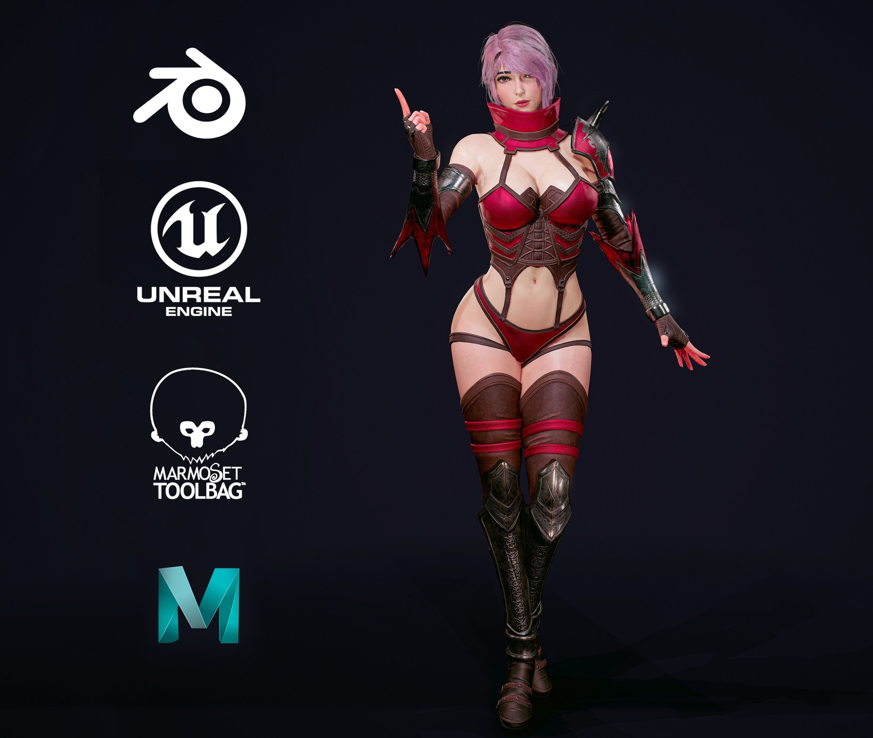 Ninja Warrior - Unreal Low-poly  Low-poly 3D model_3