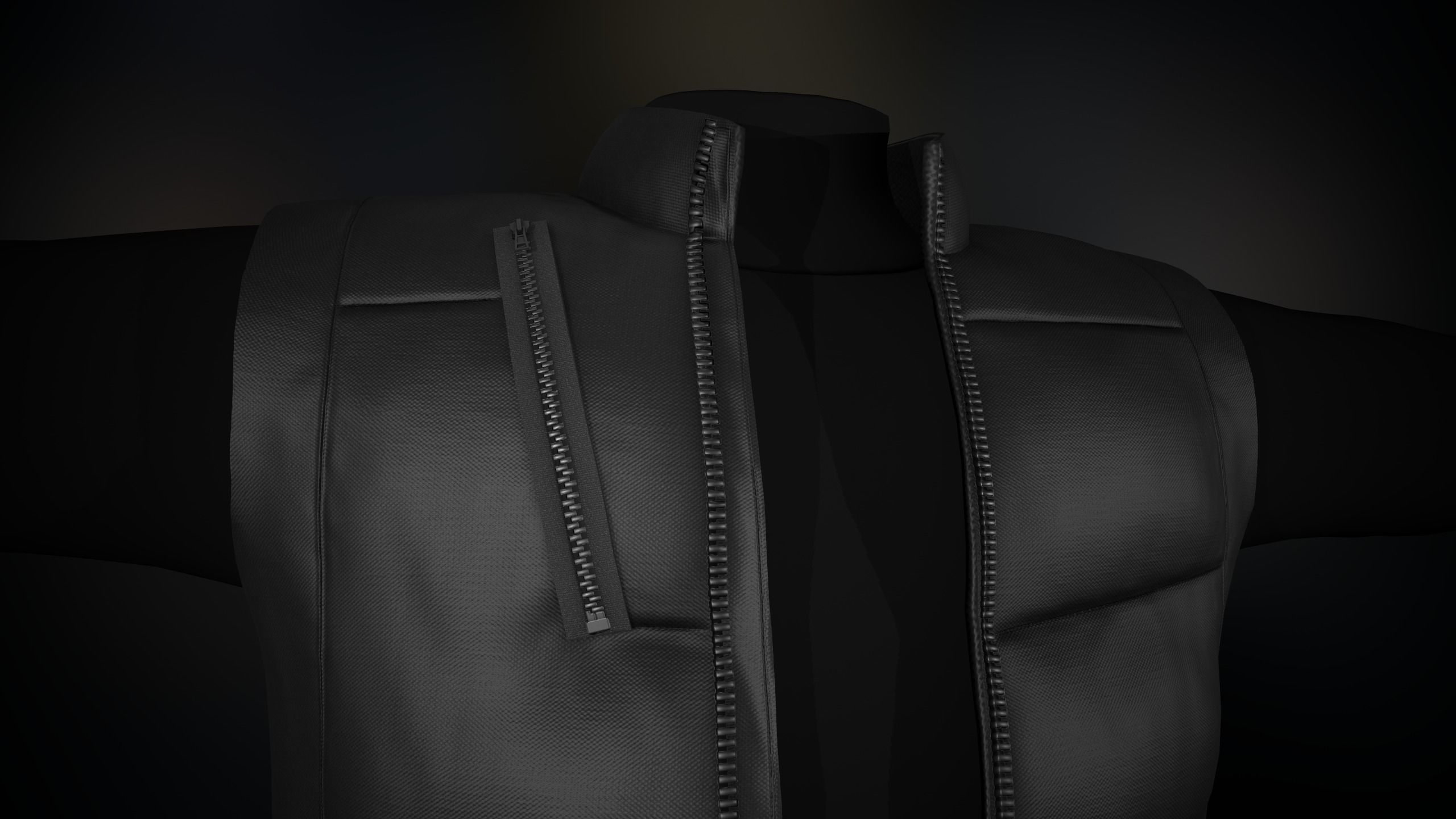 Full Black Puffer Vest Low-poly 3D model_19