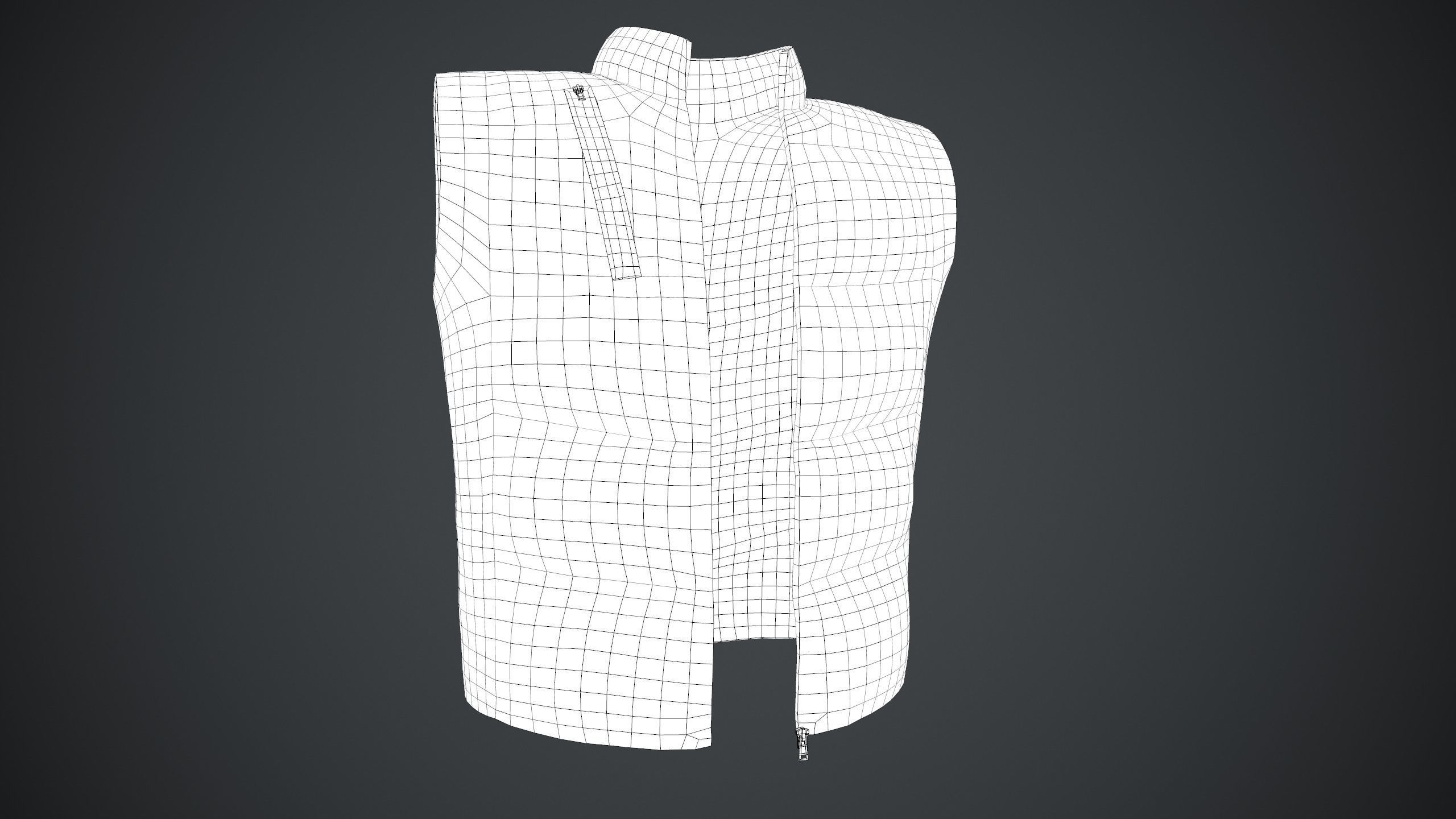 Full Black Puffer Vest Low-poly 3D model_26