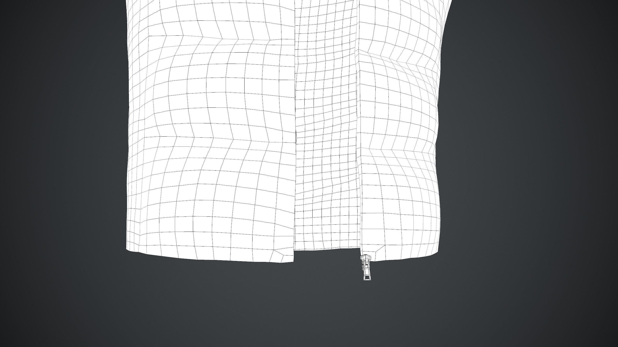 Full Black Puffer Vest Low-poly 3D model_22