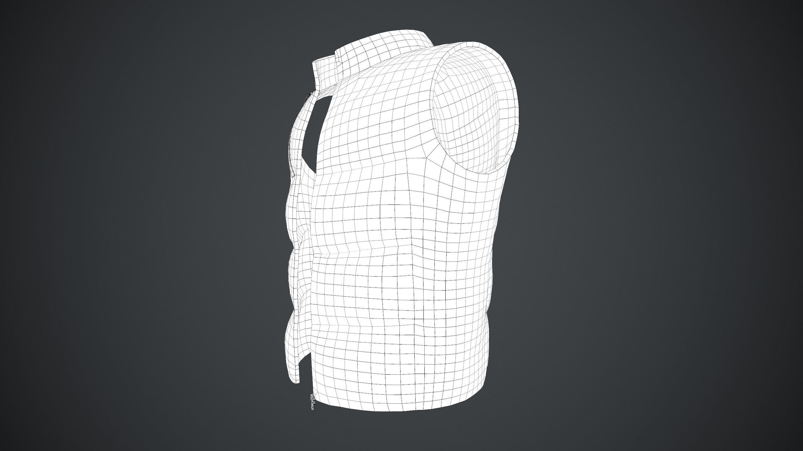 Full Black Puffer Vest Low-poly 3D model_25