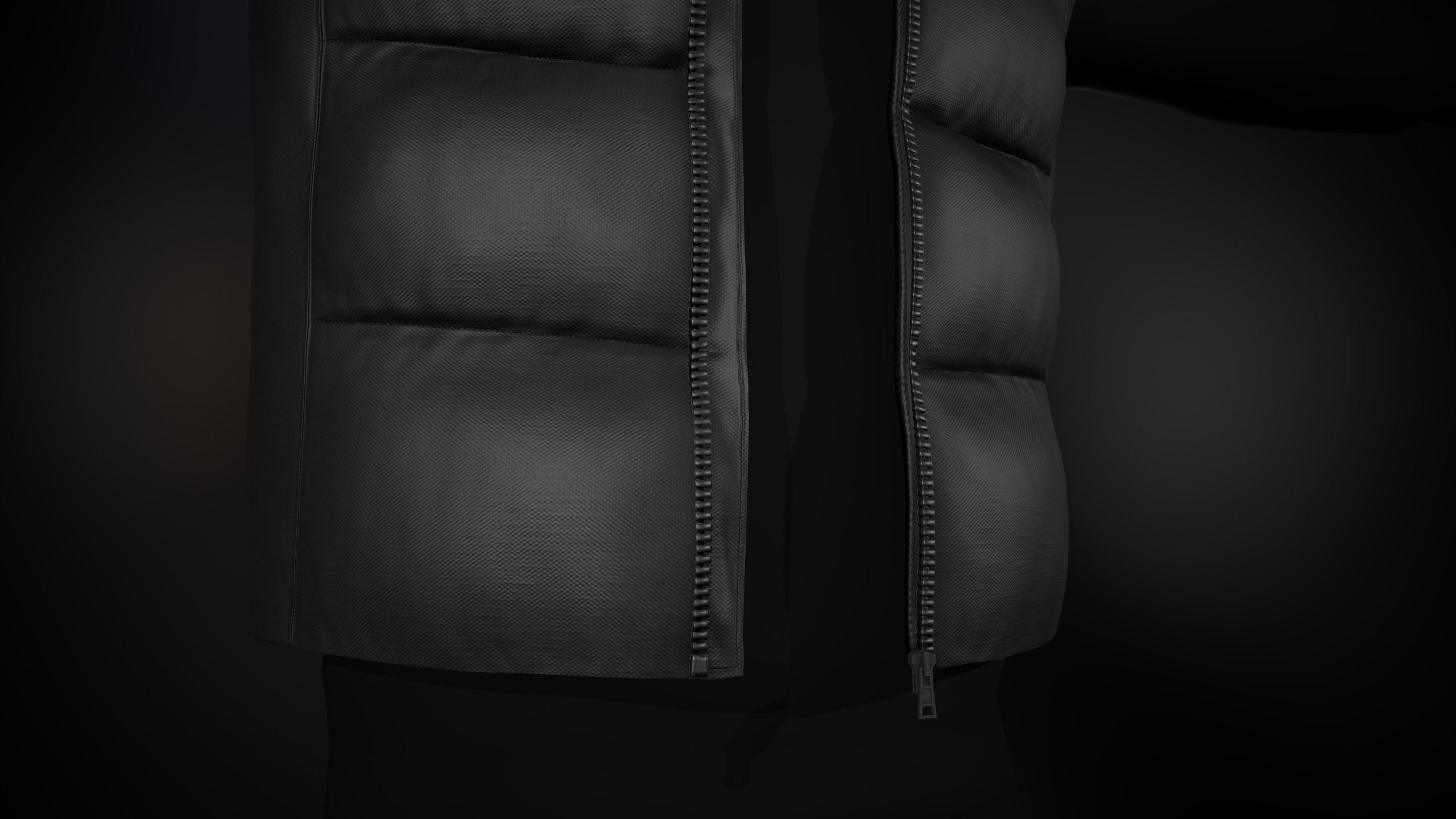 Full Black Puffer Vest Low-poly 3D model_2
