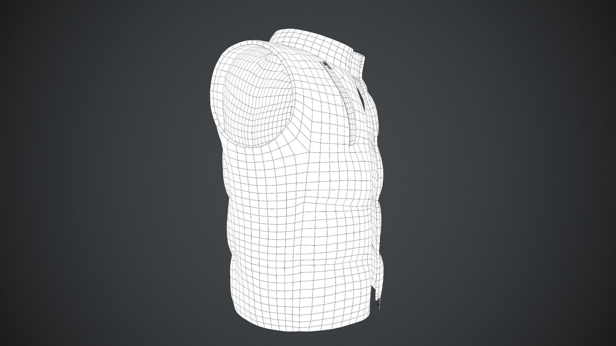 Full Black Puffer Vest Low-poly 3D model_24