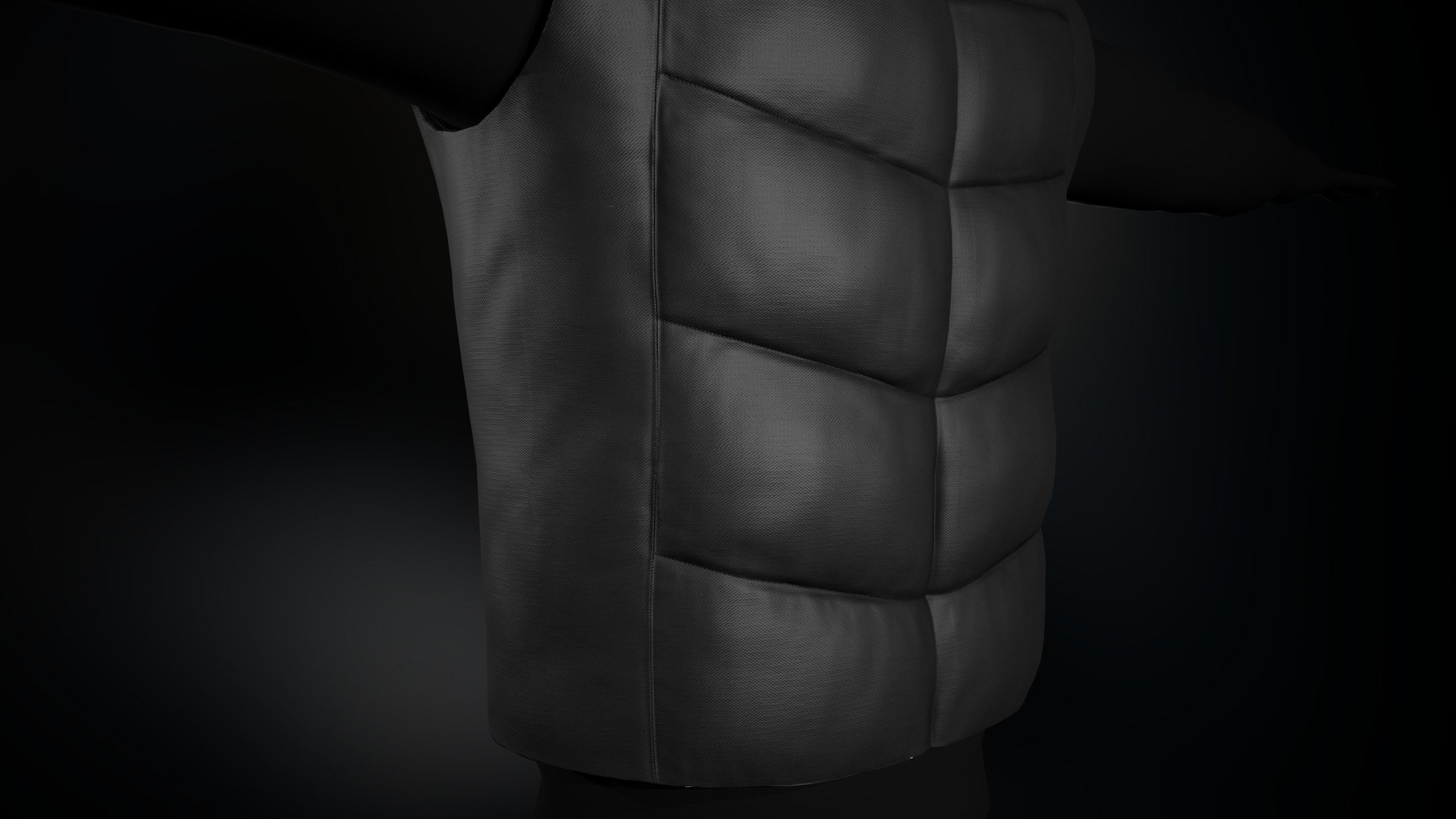 Full Black Puffer Vest Low-poly 3D model_11
