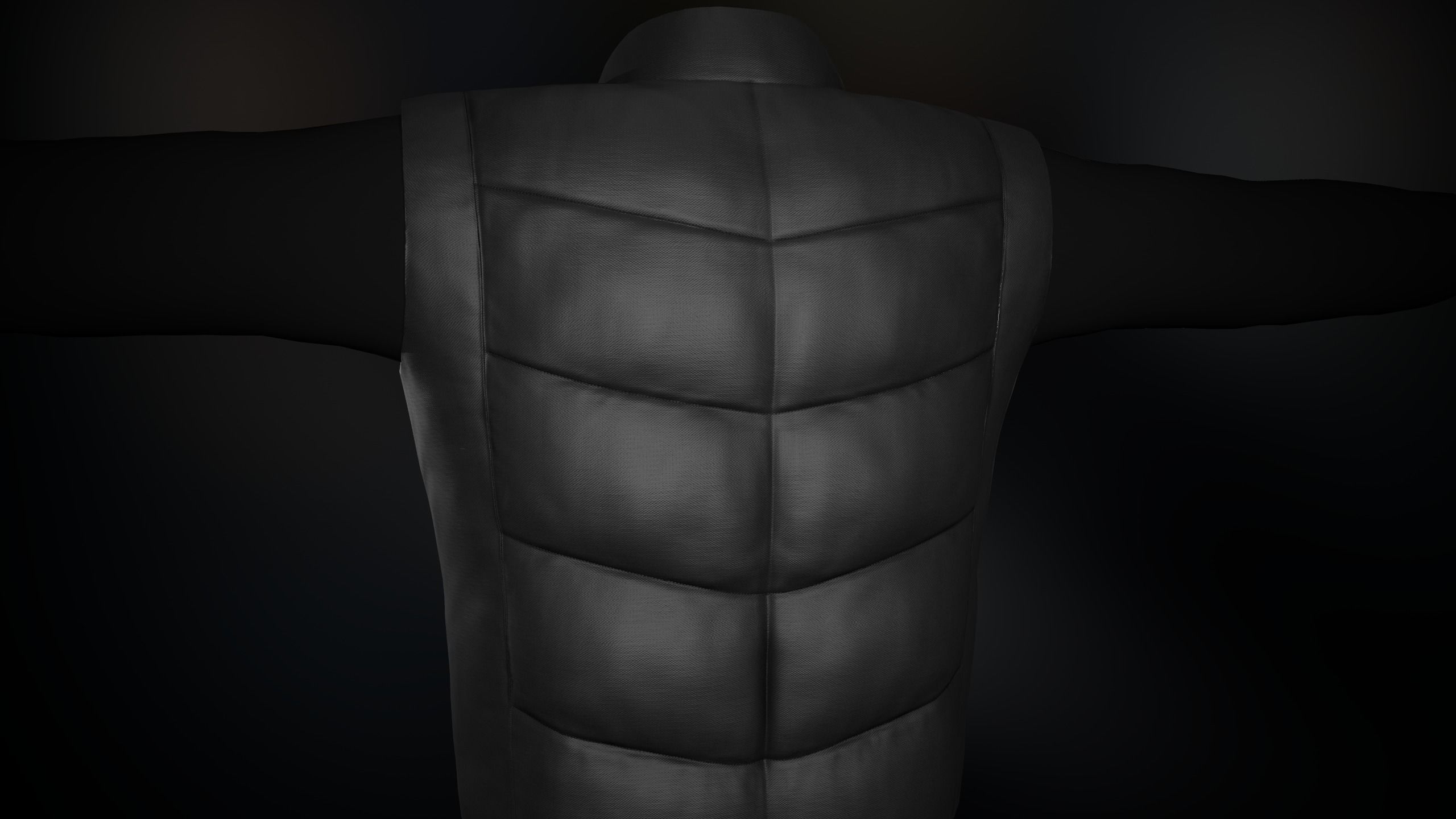 Full Black Puffer Vest Low-poly 3D model_18