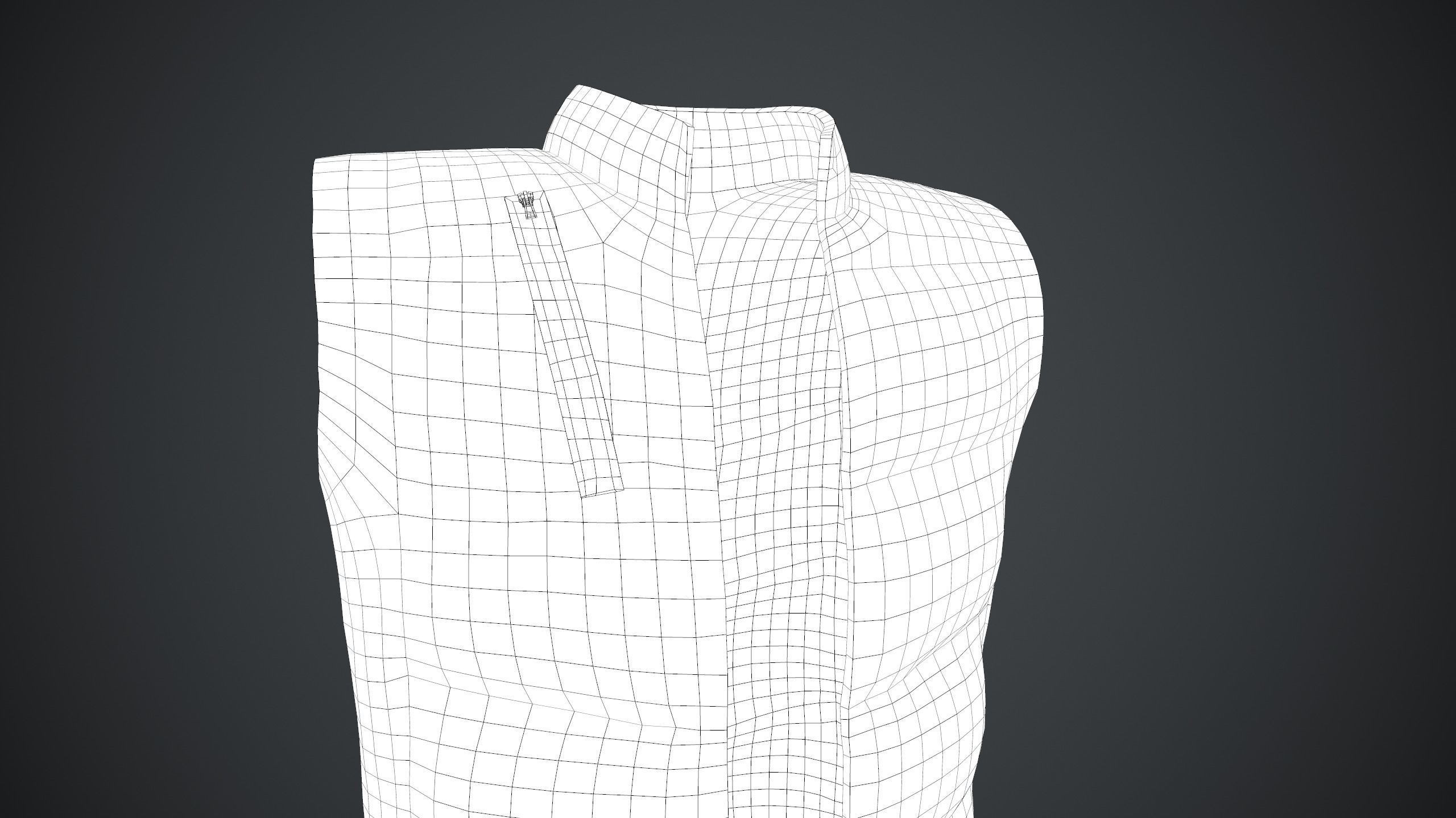 Full Black Puffer Vest Low-poly 3D model_21