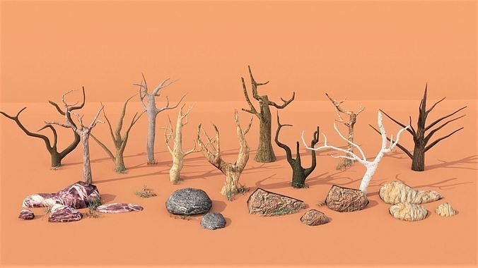 Tree and rocks pack low poly Low-poly 3D model