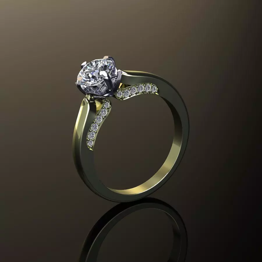 Engagement diamond ring round cut gem Free 3D print model