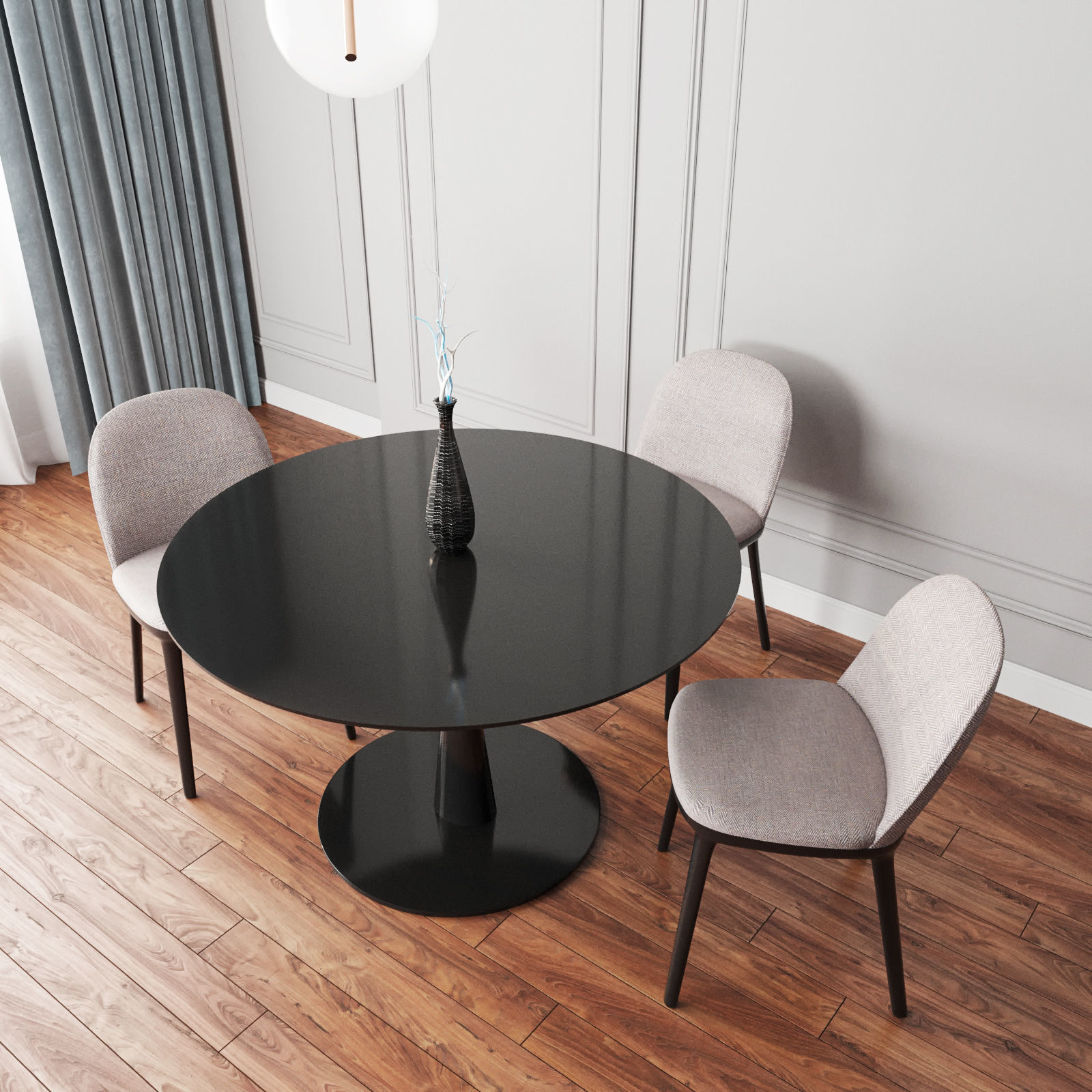 Table with chairs 3D model_3