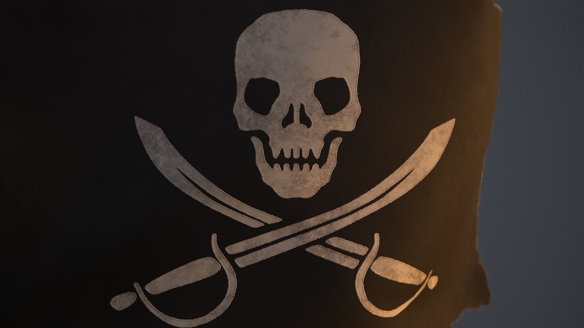 Animated Pirate Black Flag Low-poly 3D model_3