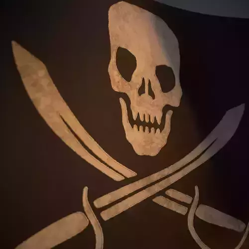 Animated Pirate Black Flag Low-poly 3D model