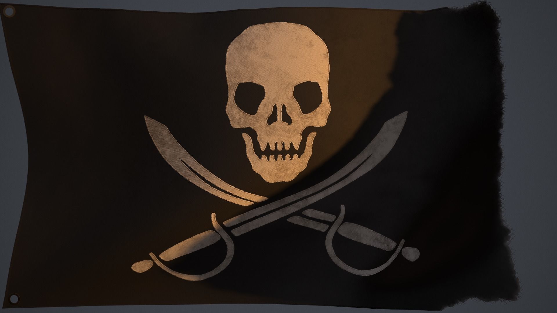 Animated Pirate Black Flag Low-poly 3D model_11