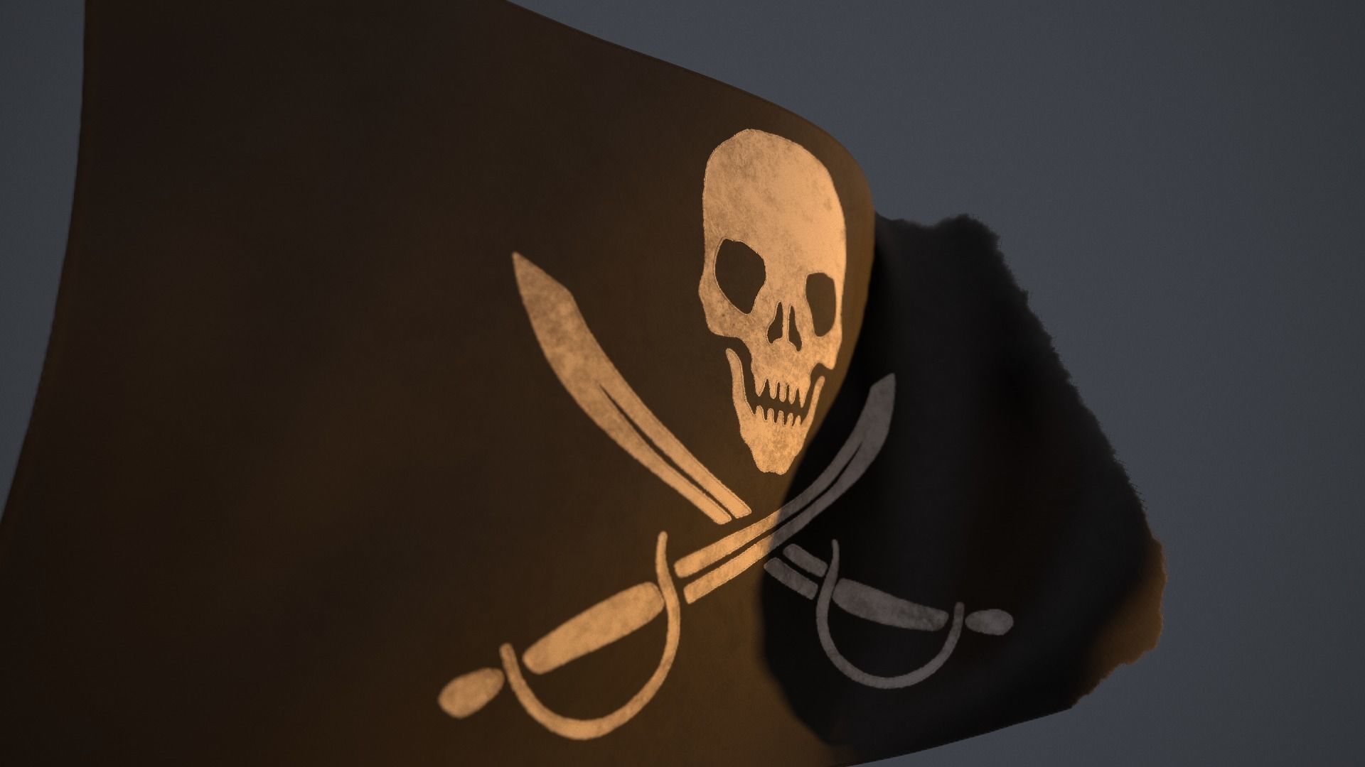 Animated Pirate Black Flag Low-poly 3D model_6