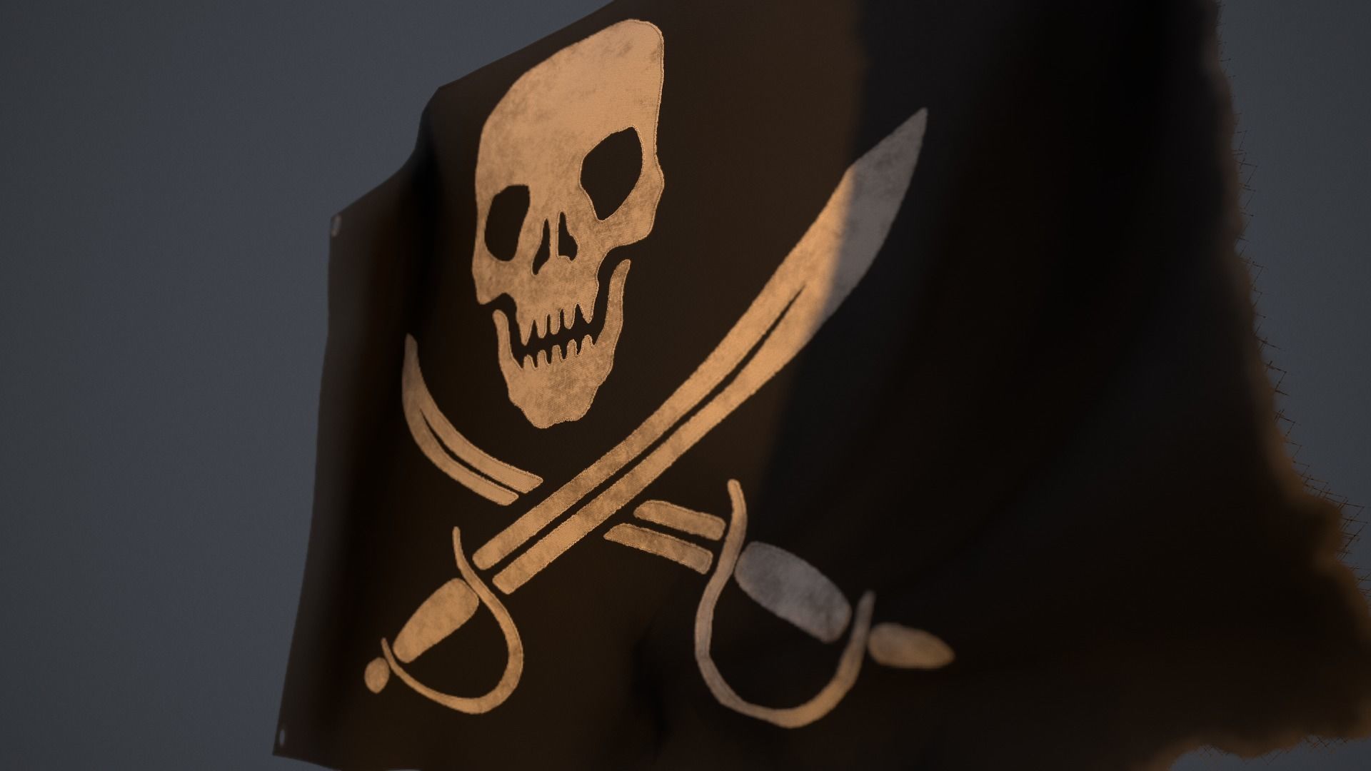 Animated Pirate Black Flag Low-poly 3D model_5