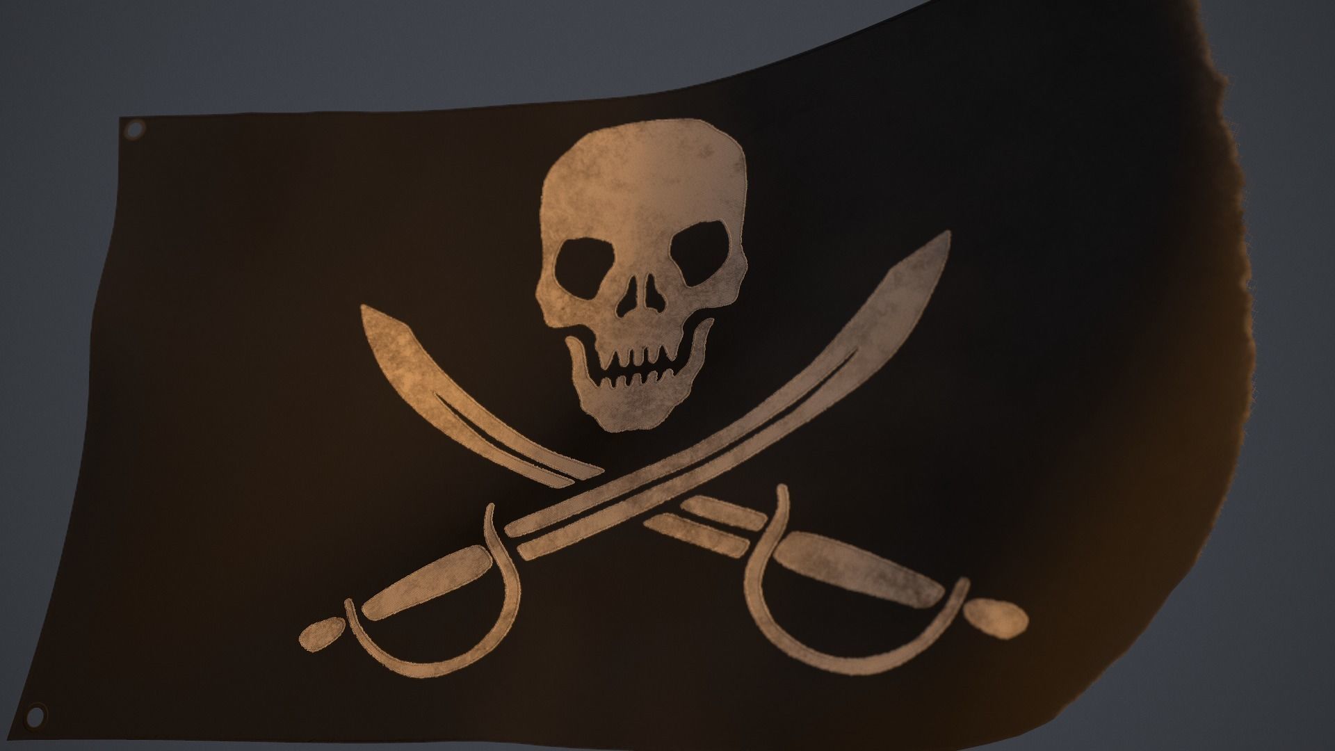 Animated Pirate Black Flag Low-poly 3D model_8