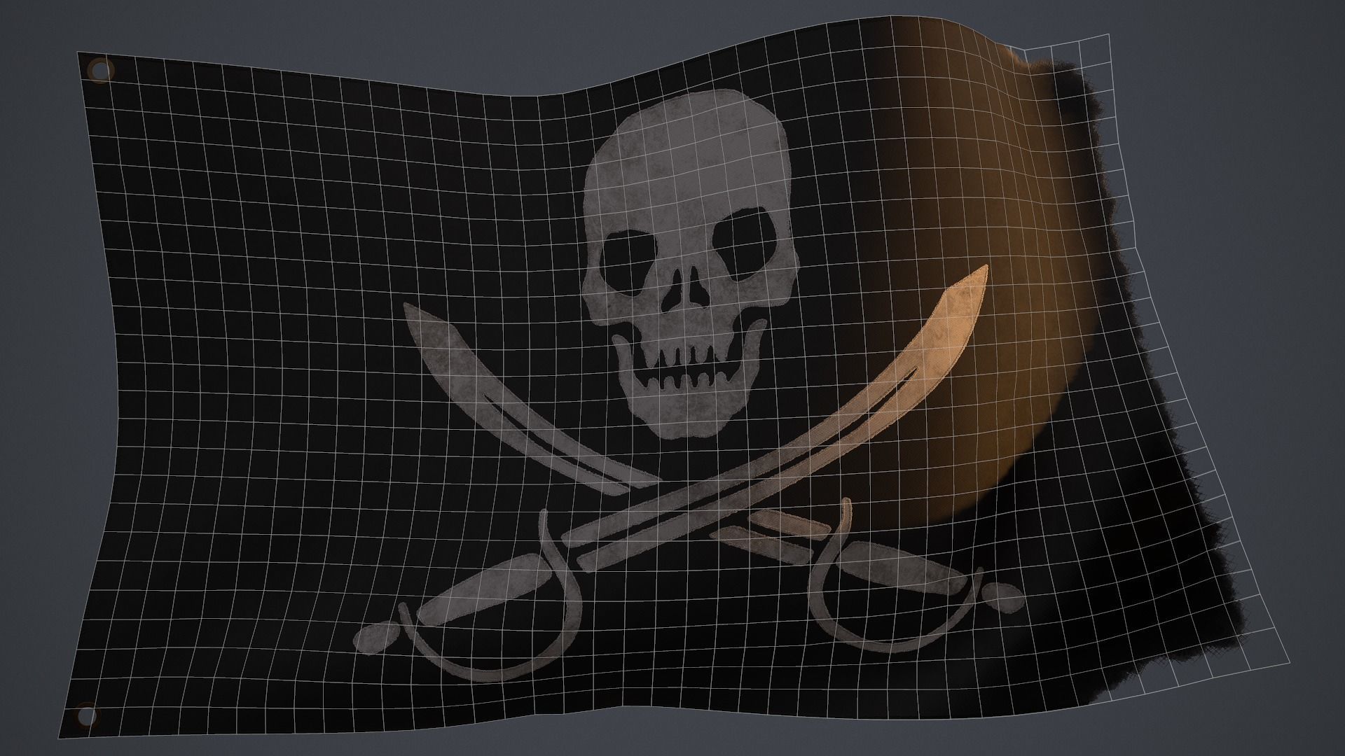 Animated Pirate Black Flag Low-poly 3D model_10