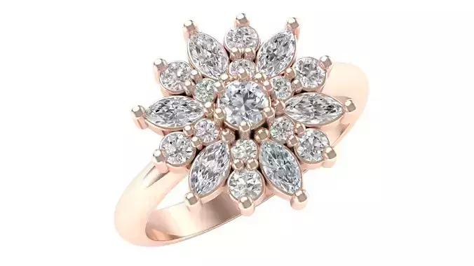 Multistone Ring with Marquise and Round Diamonds