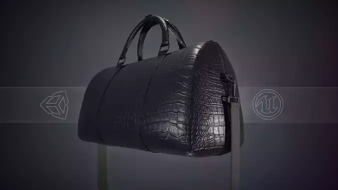 Black Leather Bag With Strip Low-poly 3D model