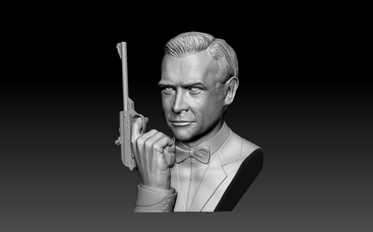 Sean Connery James bond bust and  hand model with Walther LP53 3D print model_1