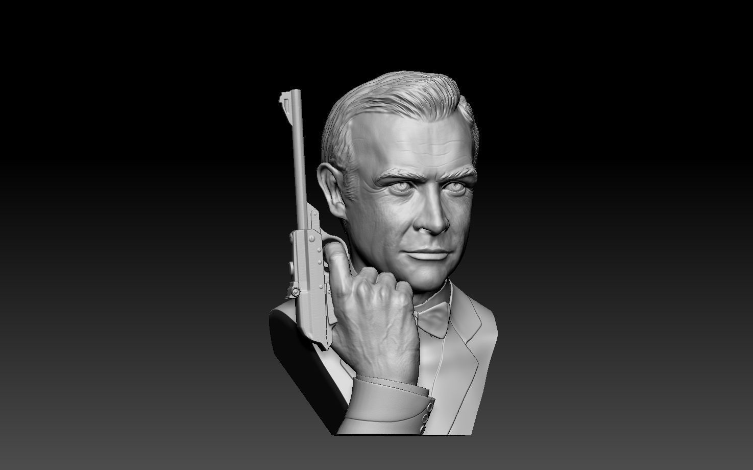 Sean Connery James bond bust and  hand model with Walther LP53 3D print model_9