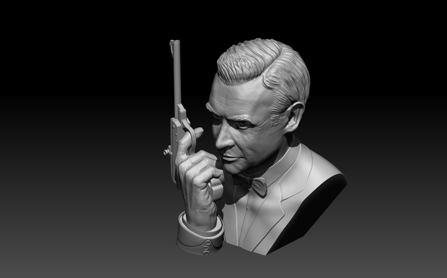 Sean Connery James bond bust and  hand model with Walther LP53 3D print model_11