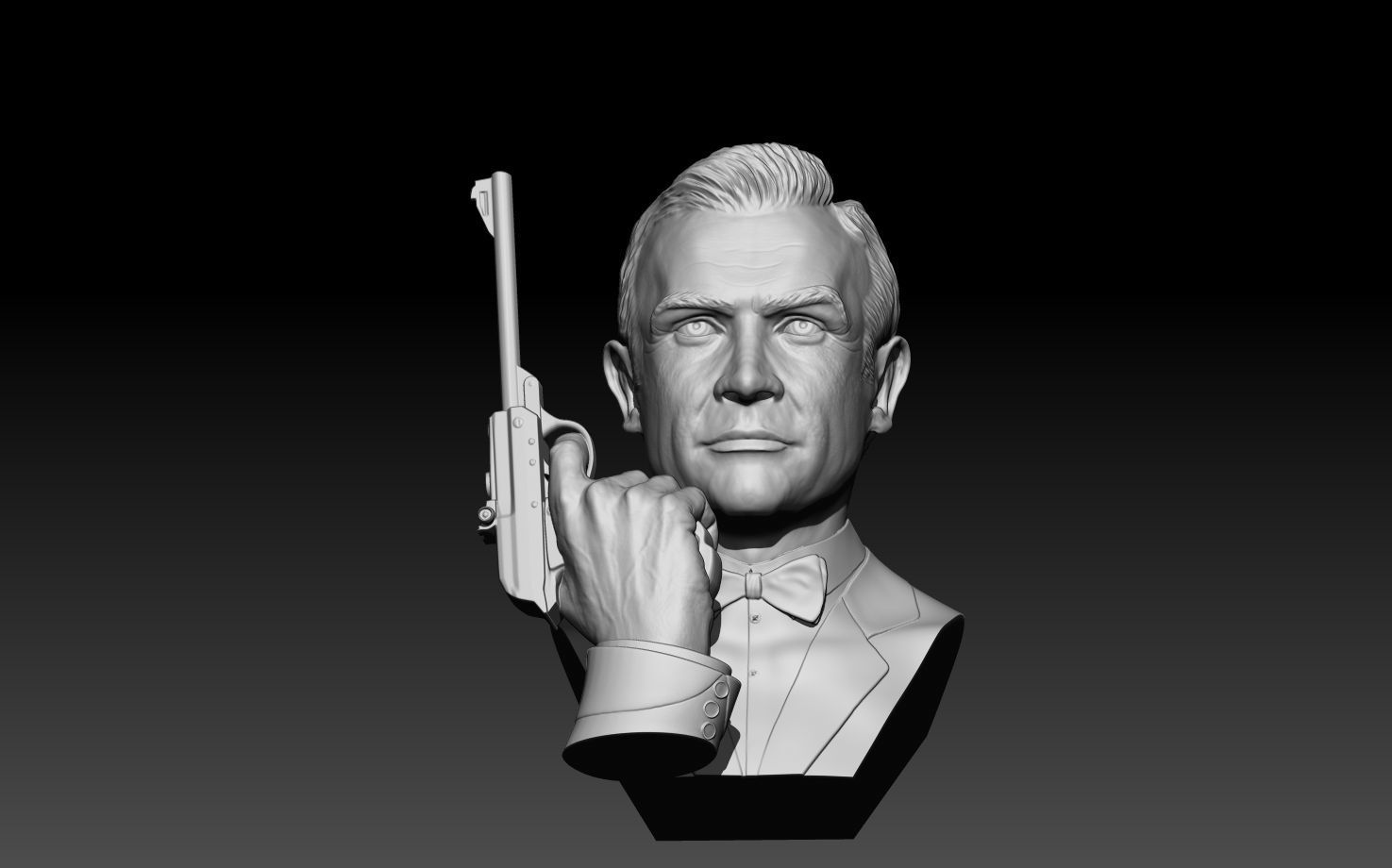 Sean Connery James bond bust and  hand model with Walther LP53 3D print model_10