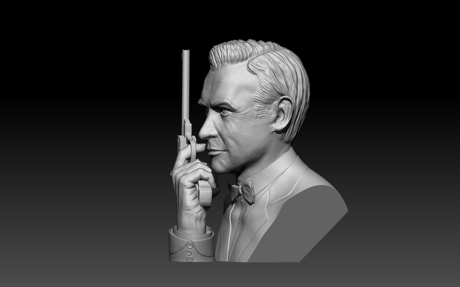 Sean Connery James bond bust and  hand model with Walther LP53 3D print model_2