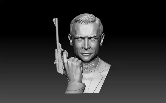 Sean Connery James bond bust and  hand model with Walther LP53 3D print model