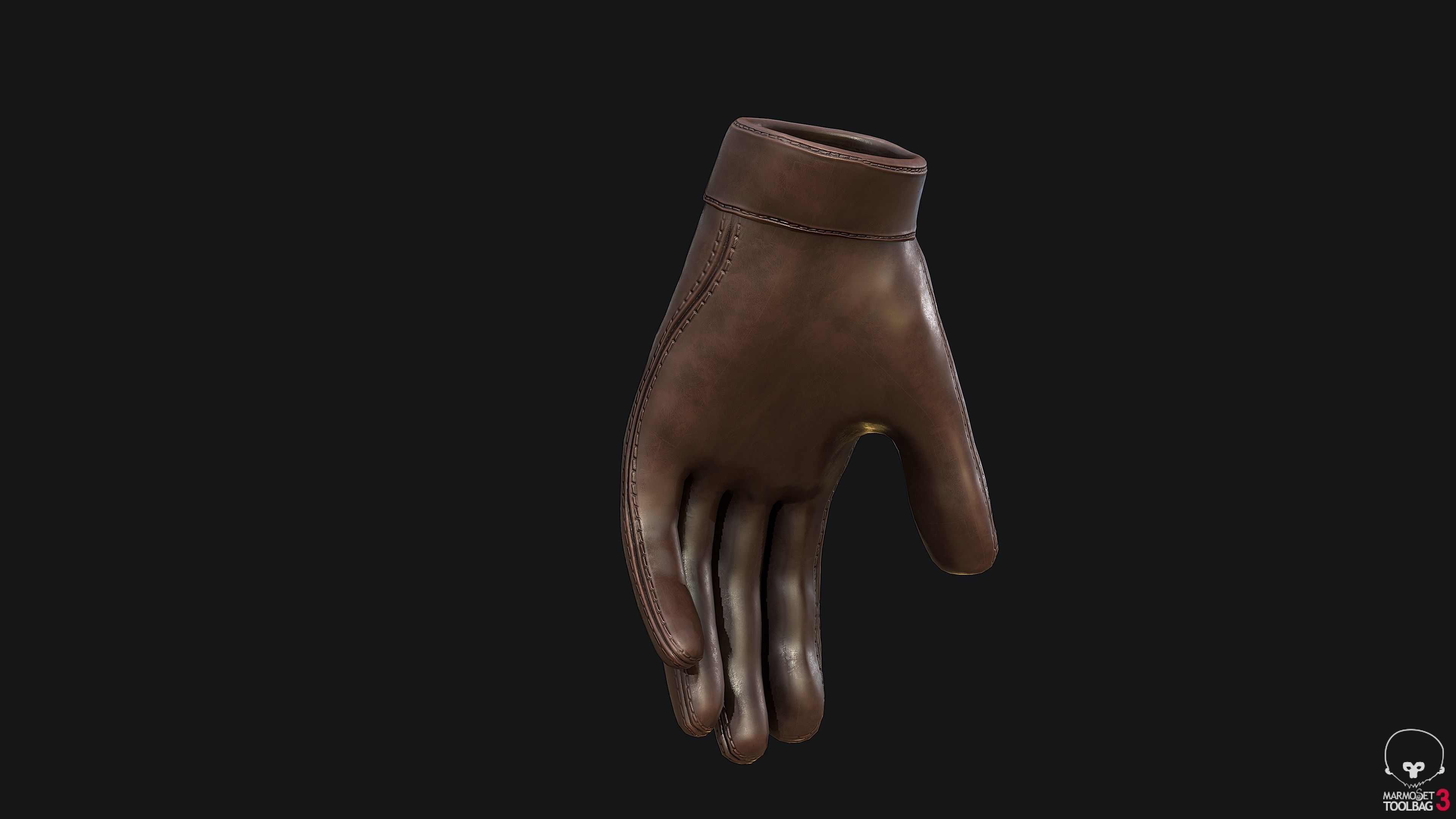 Gloves PBR Game-ready Low-poly leather glove Low-poly 3D model_3