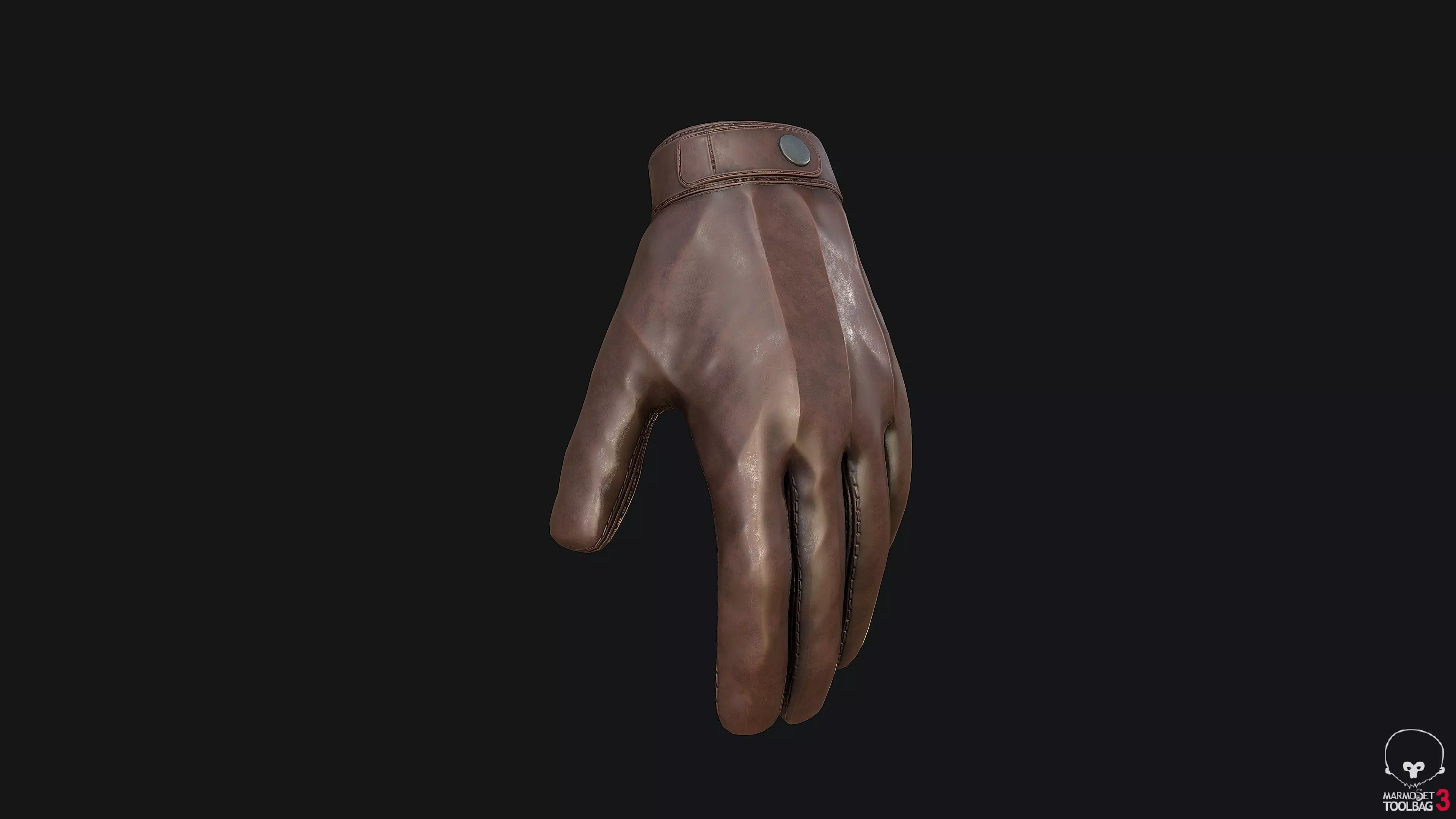 Gloves PBR Game-ready Low-poly leather glove Low-poly 3D model_0