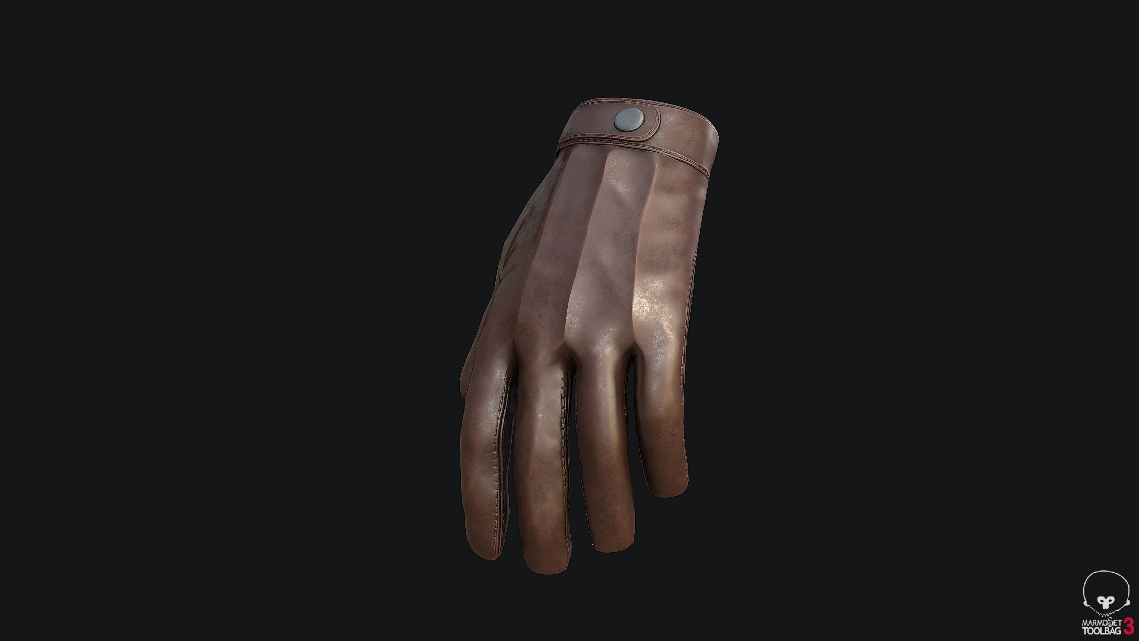 Gloves PBR Game-ready Low-poly leather glove Low-poly 3D model_2