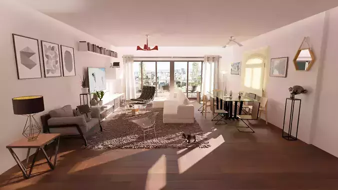 Parlor living room with wooden floors