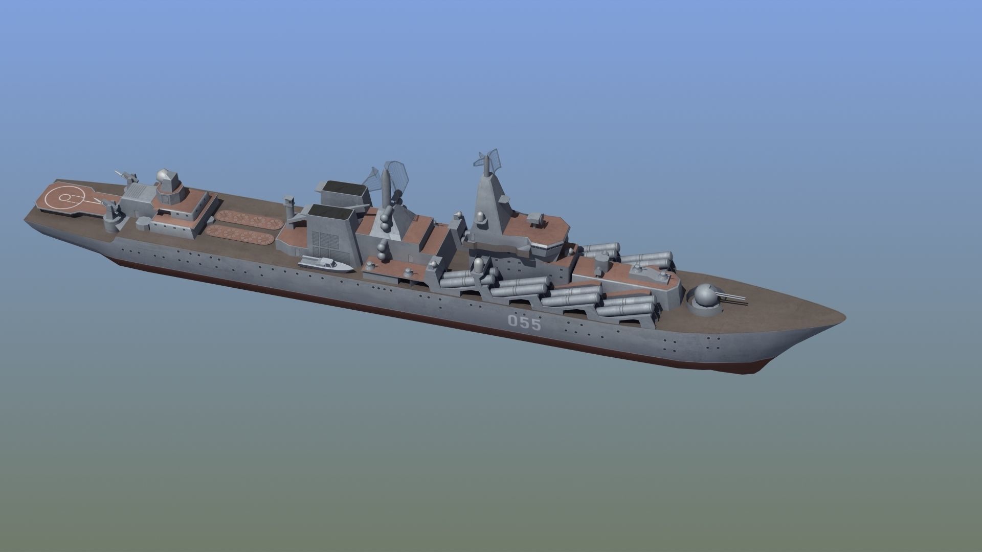 Slava Class Cruiser Low-poly 3D model_9
