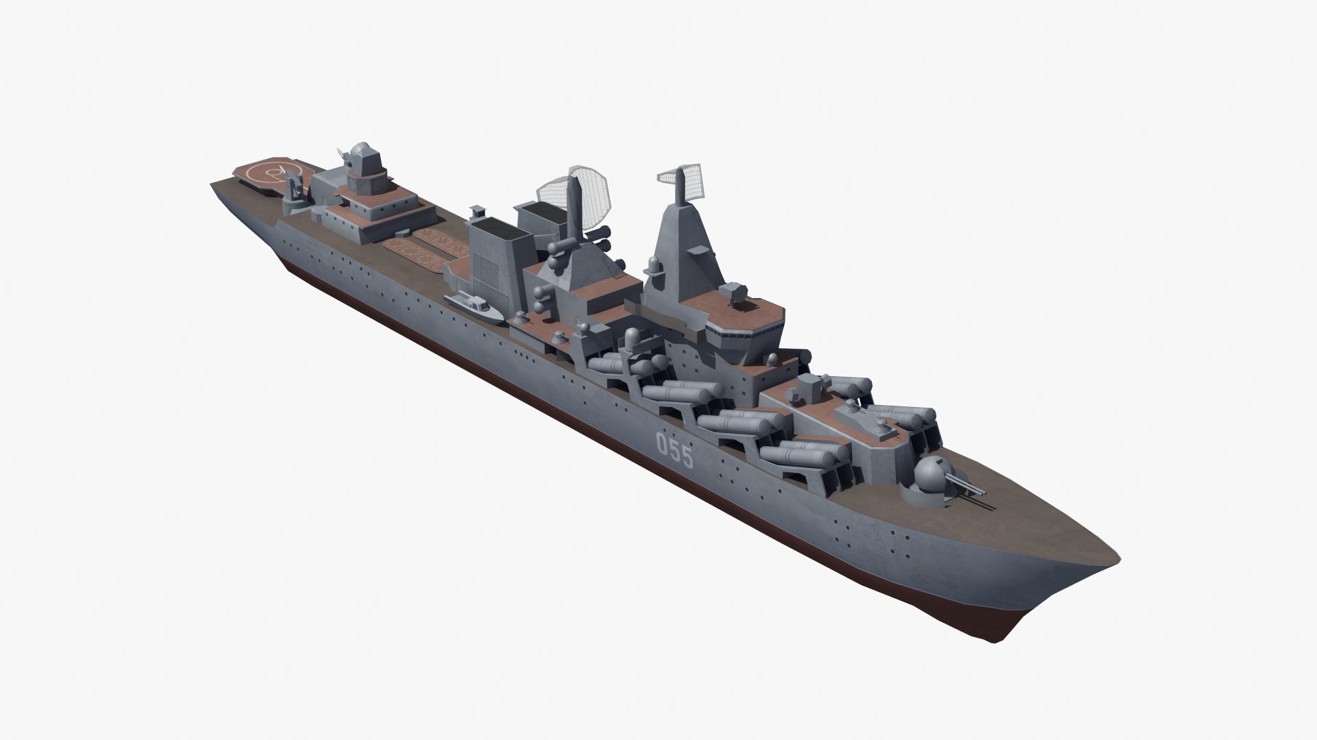 Slava Class Cruiser Low-poly 3D model_19