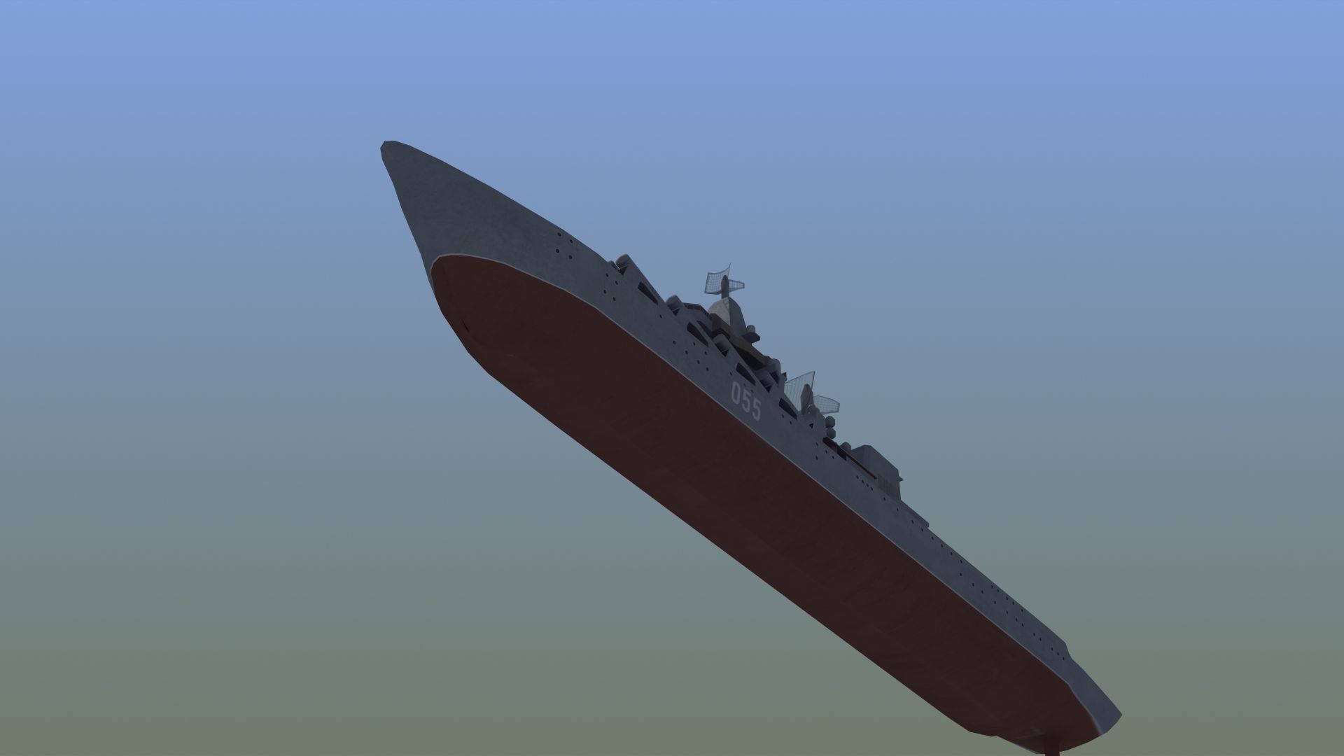 Slava Class Cruiser Low-poly 3D model_16