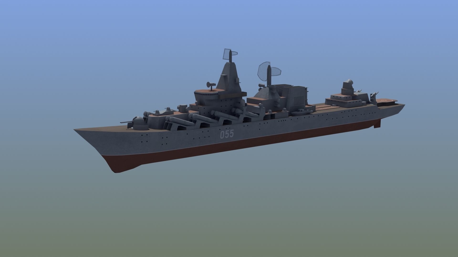 Slava Class Cruiser Low-poly 3D model_6