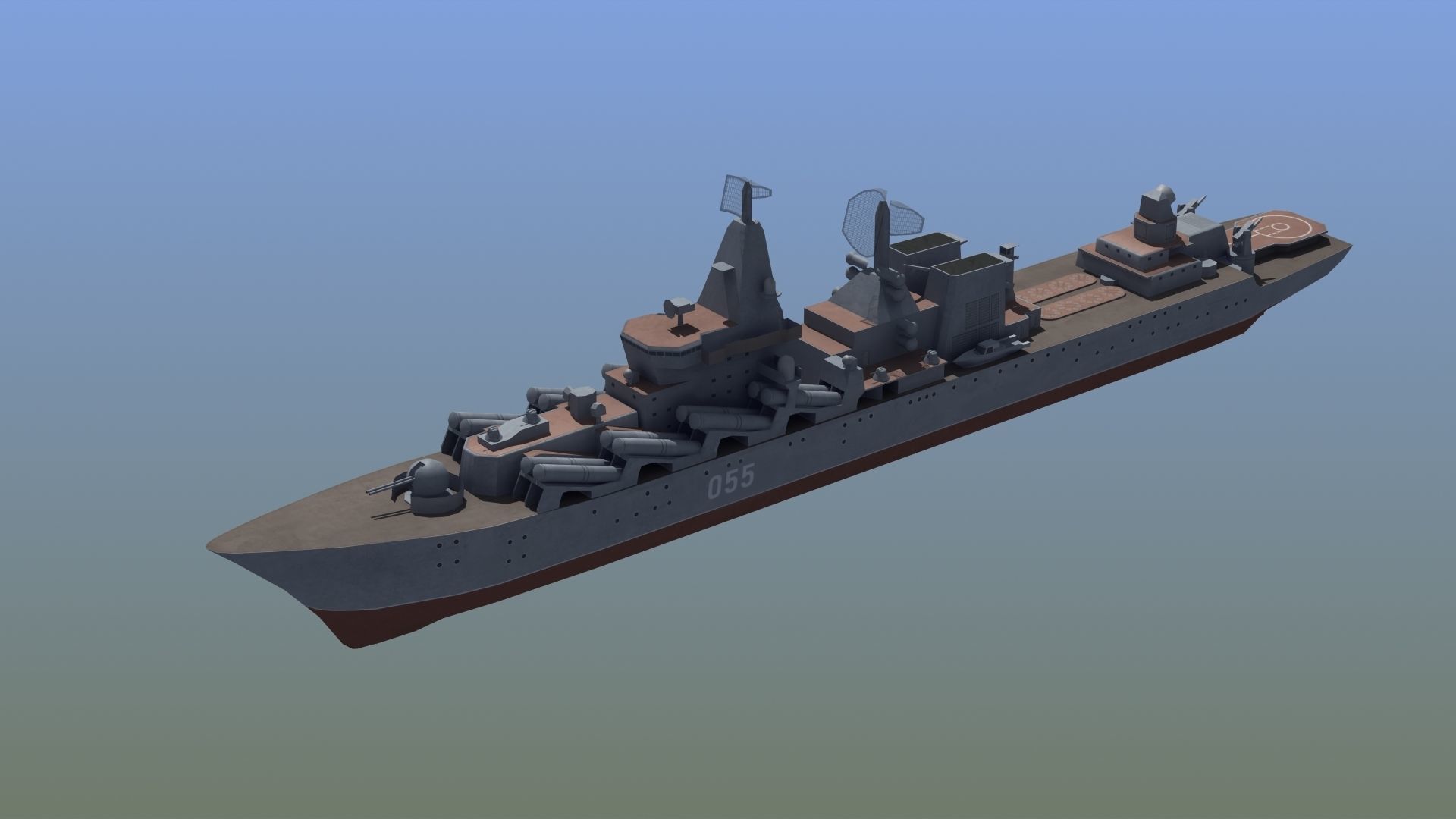 Slava Class Cruiser Low-poly 3D model_2