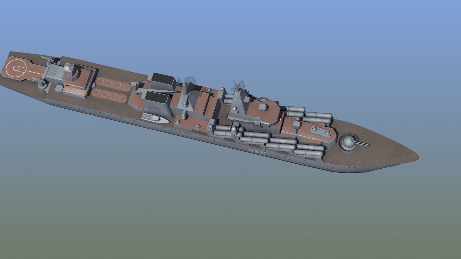 Slava Class Cruiser Low-poly 3D model_4
